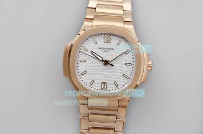 MS Factory Replica Patek Philippe Swiss Nautilus Rose Gold Case Ladies 35.2mm